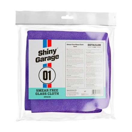 Shiny Garage Smear Free Glass Cloth 40x40cm 2 Pack